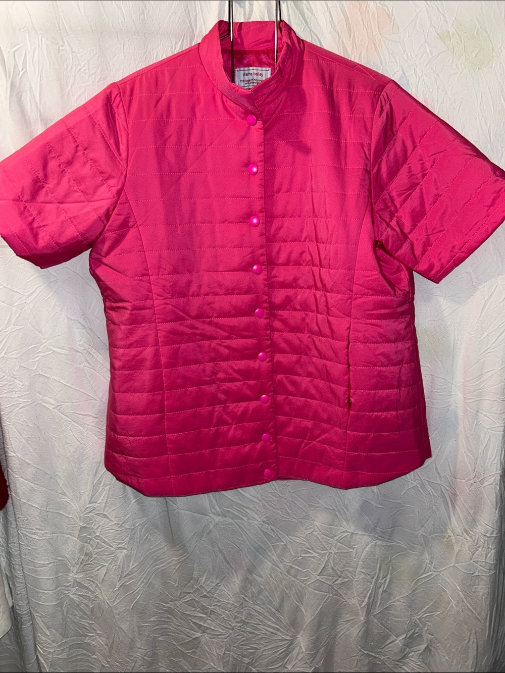 Diane Bailey Hot Pink Quilted Short-Sleeve Snap Jacket